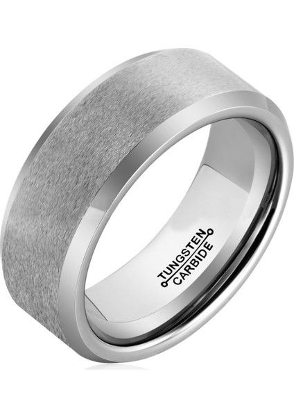 Bayan Erkek Fırçalanmış Gri Tungsten Yüzük DM84