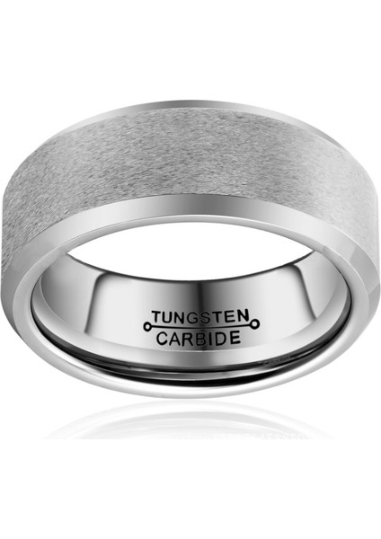 Bayan Erkek Fırçalanmış Gri Tungsten Yüzük DM84