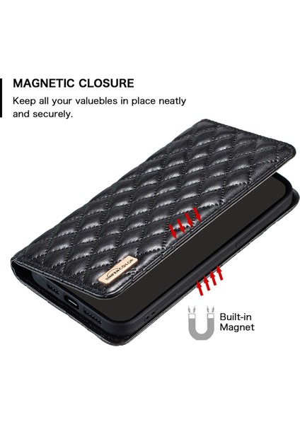 Apple iPhone 12 - 12 Pro 6.1 İnç Kart Tutucu Pu Deri Deri Yatay Stand Rhanmombus Baskılı Otomatik Kapanış Manyetik Telefon Kapağı (Yurt Dışından)