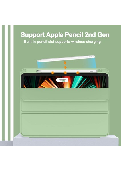 Apple iPad Pro 12.9 6. Nesil 5. Nesil Kılıf Pen Charge Kalem Bölmeli A2378 A2379 A2461 A2462 2022 A2436 A2437 A2764 A2766 modelleri