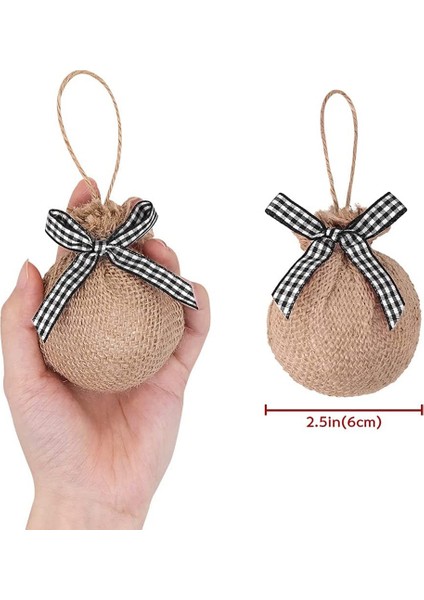 Noel Ağacı Süsleri, 12 Adet 2-1/2 Inç Beyaz Siyah Buffalo Kontrol Ekose Dikiş Çuval Bezi Noel Süslemeleri (Yurt Dışından) fiyatları