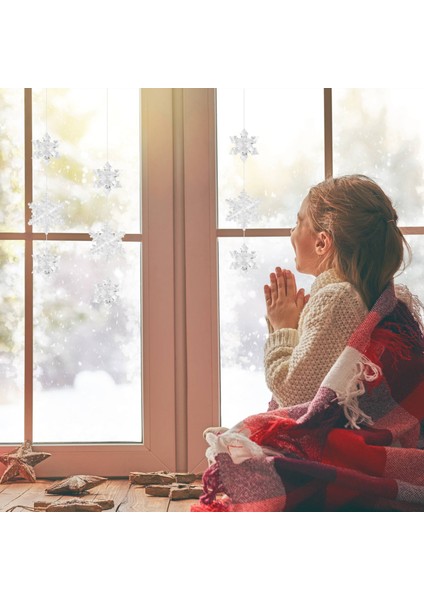 40 Adet Kar Tanesi Saçağı Noel Süsleri Yeni Yıl Süsleri Kristal Noel Ağacı Şeffaf Süsler (Yurt Dışından) modelleri