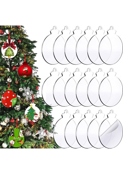 50 Adet Yuvarlak Akrilik Noel Süs Boş Şeffaf Akrilik Süs Dıy Craft İçin Delikli, Tatil (Yurt Dışından)