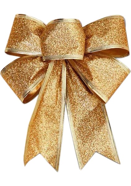 10 Adet Noel Ağacı Dekorasyon Yaylar Şerit Altın 25 x 21 cm. Noel Süsleri (Yurt Dışından) modelleri