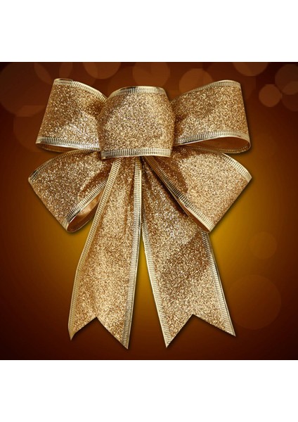10 Adet Noel Ağacı Dekorasyon Yaylar Şerit Altın 25 x 21 cm. Noel Süsleri (Yurt Dışından) fırsatları