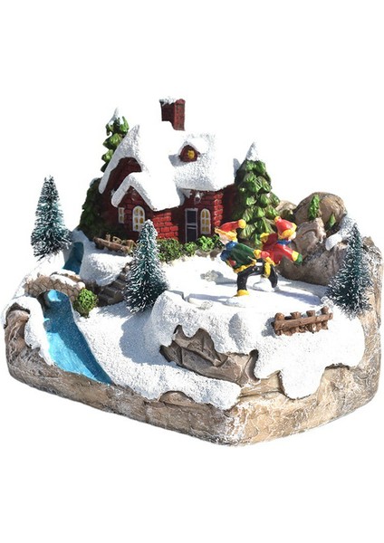 Noel Parlayan Noel Evleri Köy Noel Süslemeleri Ev Dekorasyonu İçin LED Işıkları ile Kar Evi A (Yurt Dışından)