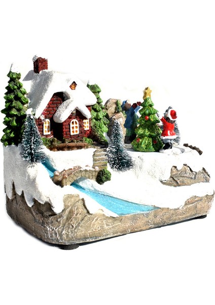 Noel Parlayan Noel Evleri Köy Noel Süslemeleri Ev Dekorasyonu İçin LED Işıkları ile Kar Evi A (Yurt Dışından) modelleri