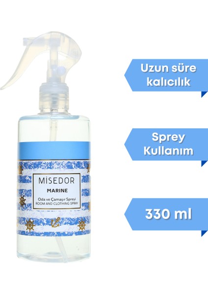 2 Li Set Beyaz Sabun ve Marine Oda Kokusu ve Çamaşır Spreyi 330 ml