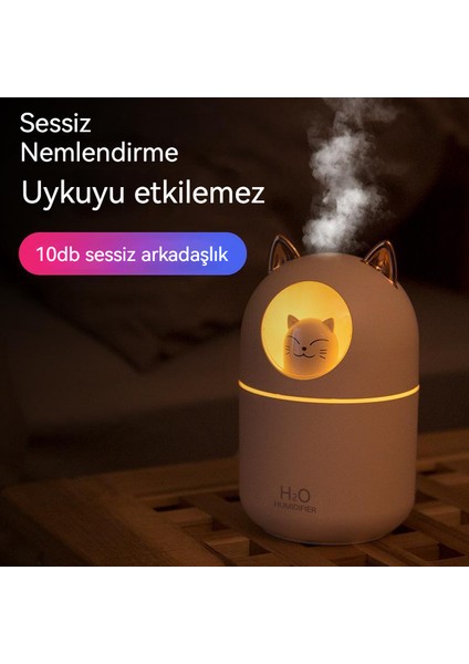 USB Şarj Sevimli Kedi Nemlendirici Kedi Sevimli Evcil Hayvan Gece Lambası