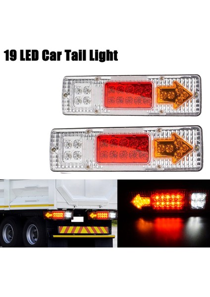 12 V 19 LED Araba Kamyon Römork Kamyon Fren Durdurma Arka Kuyruk Gösterge Lambası Uyarı Işıkları Su Geçirmez (Yurt Dışından)