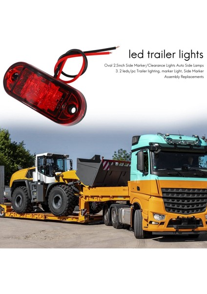 Kırmızı LED 2.5 İnç 2 Diyot Işık Oval Gümrükleme Römork Kamyon Yan Işaretleyici Lambası (Yurt Dışından) fiyatları