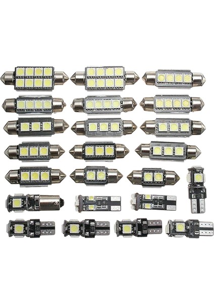 23 Adet LED Araba Iç Işık Kubbe Gövde Haritası Plaka Lambası Ampul Kiti (Yurt Dışından)