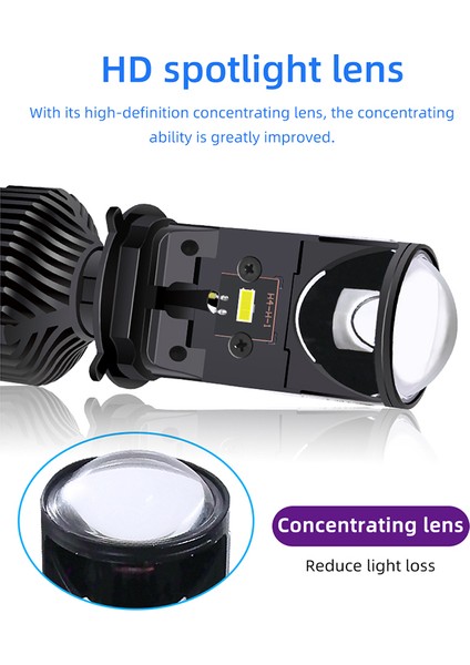 60 W LED Mini Projektör Lens Otomobil Ampul 8000LM Dönüşüm Kiti - Siyah (Yurt Dışından)