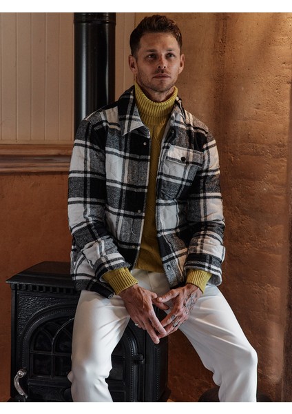 Erkek Siyah Ekose Desenli Oversize Mont fiyatları