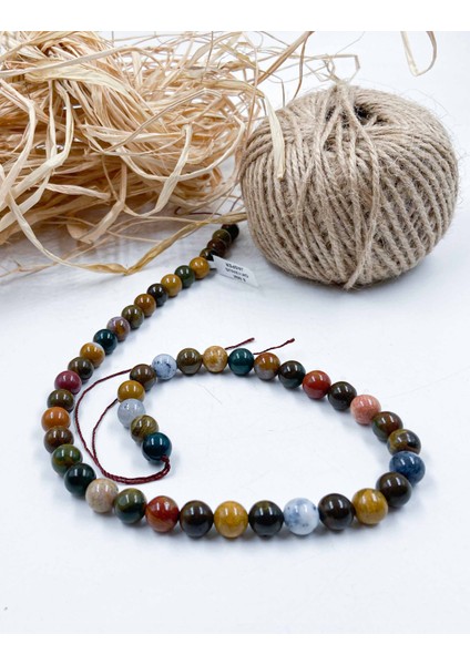 Okyanus Jasper Küre Kesim 8 mm Doğal Taş Dizi