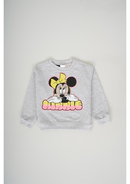 Miniko Kids Kız Çocuk Bisiklet Yaka Mickey Pamuk Sweat