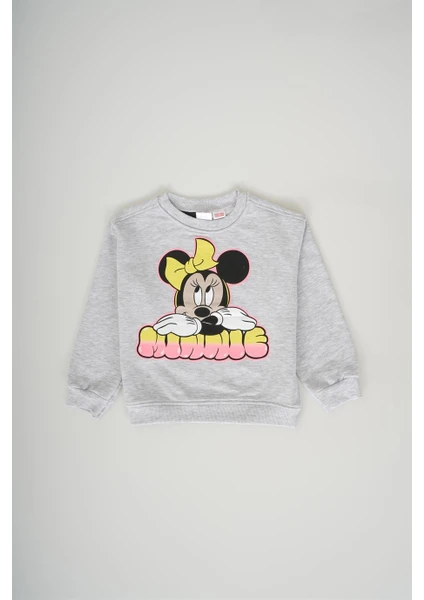 Miniko Kids Kız Çocuk Bisiklet Yaka Mickey Pamuk Sweat