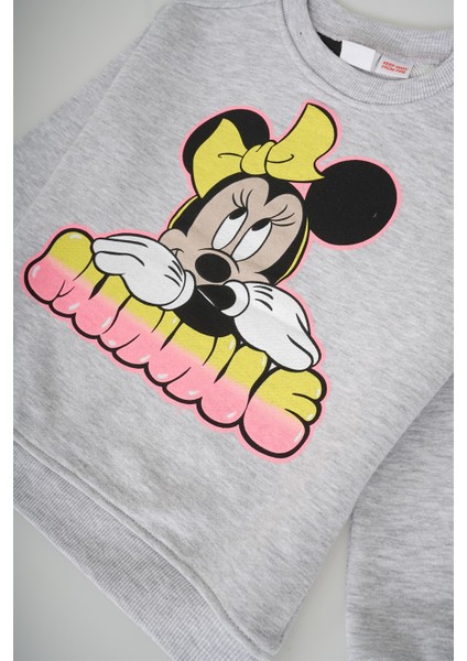 Miniko Kids Kız Çocuk Bisiklet Yaka Mickey Pamuk Sweat