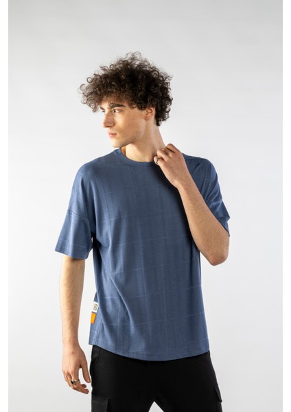 Erkek Jakarlı Oversize Kısa Kollu T-Shirt