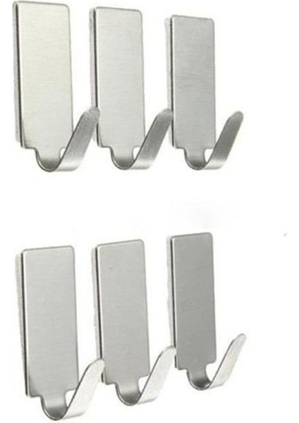 6 Adet Kanca Kendinden Yapışkanlı Ev Mutfak Duvar Kapı Paslanmaz Çelik Tutucu Kanca Askı Kancaları Asmak Için (Yurt Dışından)