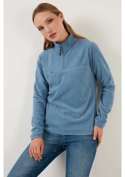 Slim Fit Yumuşak Dokulu Anti-Pilling Tüylenme Yapmayan Yarım Fermuarlı Polar Bayan POLAR 5907000