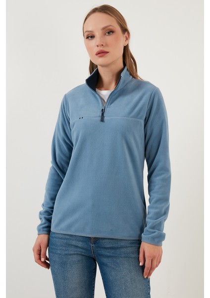 Slim Fit Yumuşak Dokulu Anti-Pilling Tüylenme Yapmayan Yarım Fermuarlı Polar Bayan POLAR 5907000