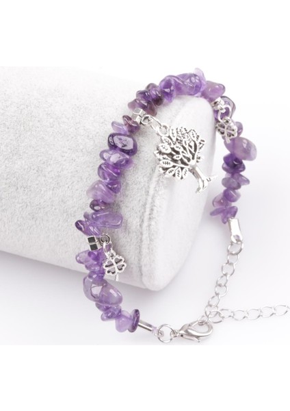 Sertifikalı Ametist Doğal Taş Hayat Ağacı Sallantılı Kırıktaş Bileklik fiyatları