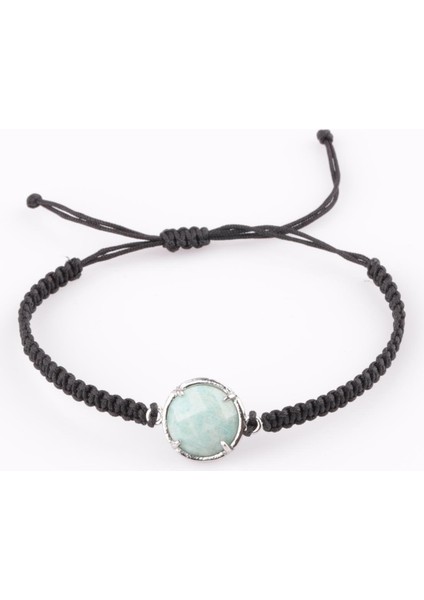 Sertifikalı Amazonit Doğal Taş Makrome Örme Bileklik