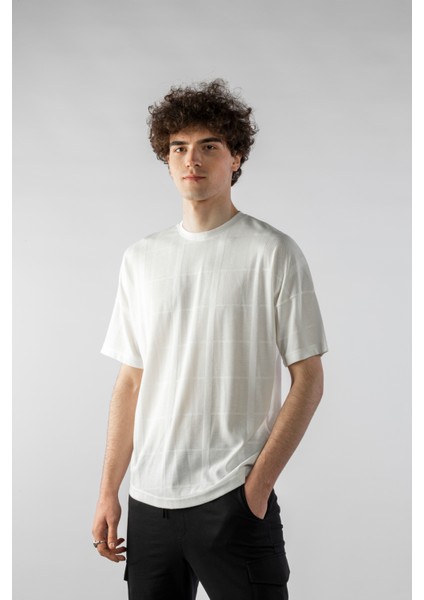 Erkek Jakarlı Oversize Kısa Kollu T-Shirt