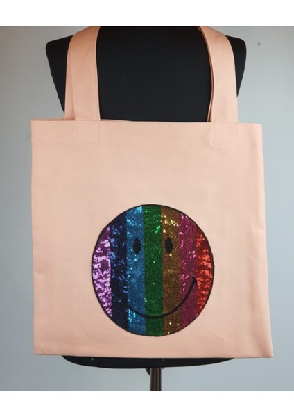 Gülen Surat Parlak Payetli Günlük,plaj Bez Çanta