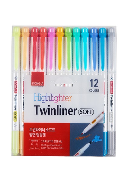 Dong-A Twinliner Soft Fosforlu Kalem 12 Adet Set 231812 3389 3396