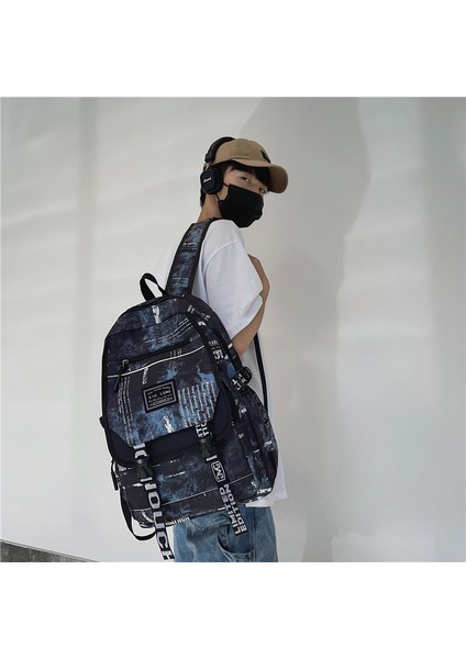 Öğrenci Kamuflaj Grafiti Büyük Kapasiteli Sırt Çantası (Yurt Dışından) modelleri