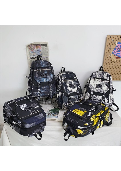 Öğrenci Kamuflaj Grafiti Büyük Kapasiteli Sırt Çantası (Yurt Dışından) indirimleri