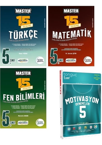 Tonguç Akademi Tonguç Yayınları Tonguç 5. Sınıf 4'lü Motivasyon Denemeleri - Okyanus Master Branş Deneme