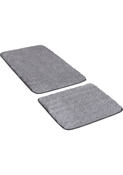 Segura Peluş Gri Kaydırmaz Taban 2li Banyo Paspası 60 x 100 - 50 x 60