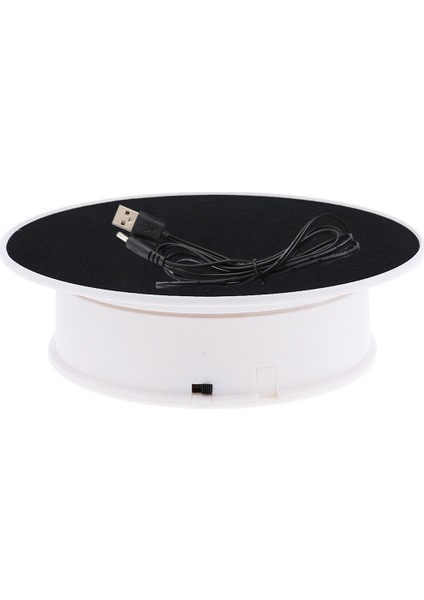20 cm. 360 Derece Elektrikli Döner Çarpıştırma Ekran Stand Fotoğraf Video Çekim Planlar Turntable, Load 1.5 kg. & USB - Beyaz Siyah (Yurt Dışından) fırsatları
