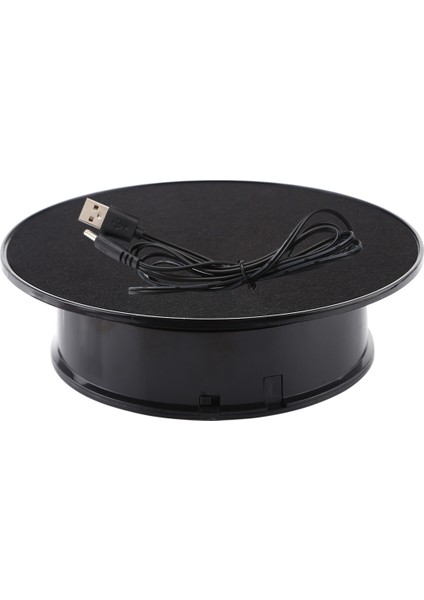 20 cm. 360 Derece Elektrikli Döner Çarpıştırma Ekran Stand Fotoğraf Video Çekim Planlar Turntable, Load 1.5 kg. & USB - Siyah (Yurt Dışından) fırsatları
