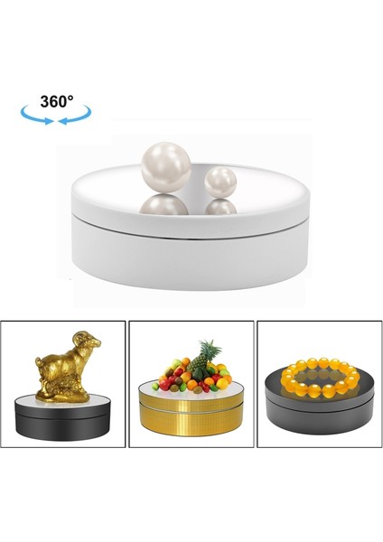 12 cm. 360 Derece Dönen Pikap Aynası Elektrikli Ekran Stand Video Çekim Planları Turntable, Yük: 3 kg. - Beyaz (Yurt Dışından)