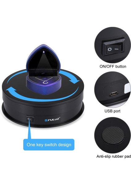 15 cm. USB USB Elektrikli Döner Çarpıştırma Ekran Stand Video Çekim Fotoğraf Için Piker Pikiş, Yük 1-5kg - Siyah (Yurt Dışından) modelleri