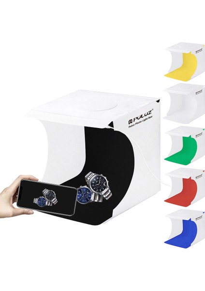 20 cm. Katlanır Taşınabilir 550LM Işık Fotoğraf Aydınlatma Stüdyosu Kutusu - Siyah, Beyaz, Sarı, Kırmızı, Yeşil, Mavi, Açma Boyutu: 24 x 23 x 23 cm. (Yurt Dışından)