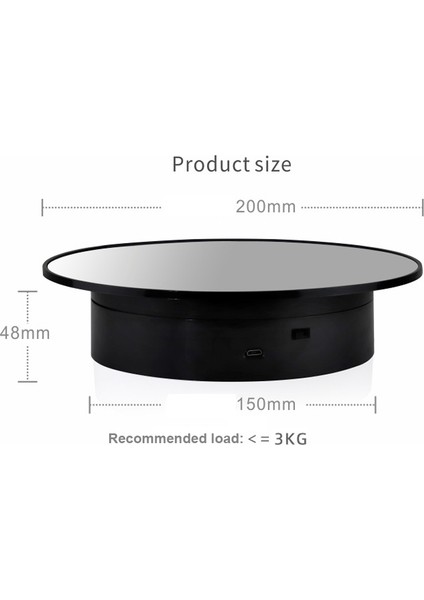 20 cm. Two-Turntable Ekran Stand Video Çekim Planları Turntable - Siyah Ayna (Yurt Dışından)