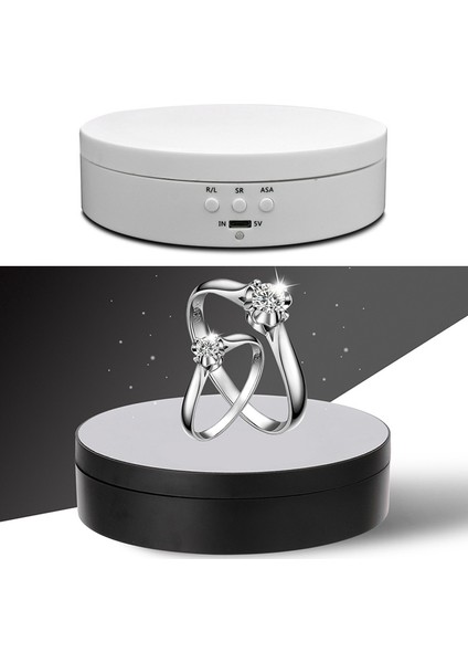 13.8 cm. USB Şarjı Akıllı 360 Derece Dönen Turnot Ekran Stand Video Çekimler Fotoğraf Için Piker Pikiş, Yük 3 kg. - Beyaz (Yurt Dışından)