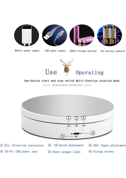 13.8 cm. Ayna Tarzı USB Şarjı Akıllı 360 Derece Dönen Turnot Ekran Stand Video Çekimler Fotoğraf Için Piker Pikiş, Yük 3 kg. - Beyaz (Yurt Dışından) fırsatları