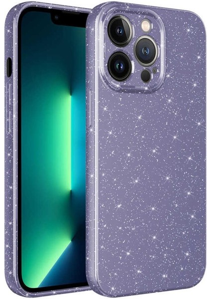 iPhone 13 Pro Kılıf Kamera Korumalı Simli Parıltılı Lüks Silikon