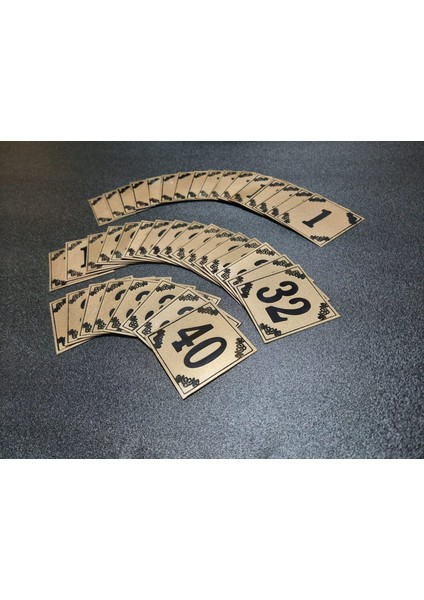 Kapı Numarası 6x6 cm Yapışkanlı No 1'den 40 E Metalik Altınsarı Üzeri Siyah Baskı