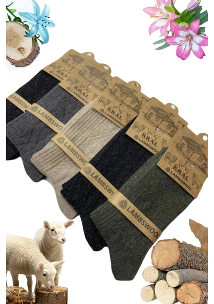 Kral Socks Erkek Kışlık Termal Etkili (5'li Paket) Lambswool Kuzu Yünlü Çorap