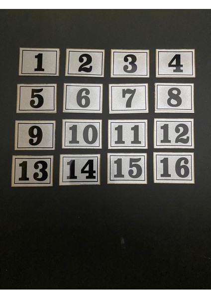 Kapı Numarası Dolap,raf,posta Kutusu Numarası 3x3 cm 1 Den 16 Ya
