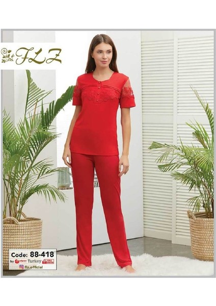 Flz 88-418 Kısa Kollu Bayan Pijama Takımı