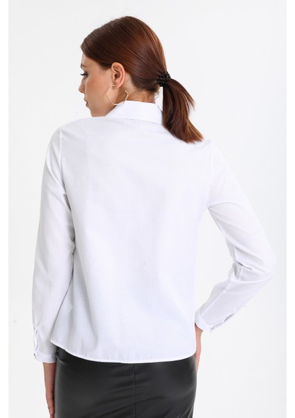 Kadın Klasik Fitilli Likralı Gömlek indirimleri