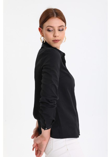 Kadın Klasik Fitilli Likralı Gömlek indirimleri